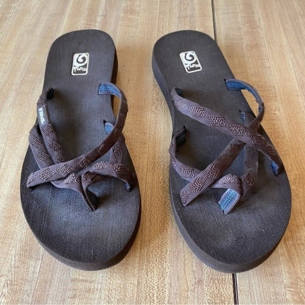 TEVA Mush Olowahu Sandals Women's Webbed Strappy Slip On Recycled EVA Sz 9